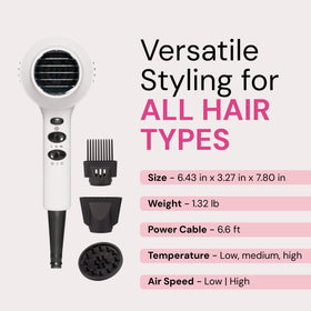 Diffusion de chaleur du Sèche-cheveux L'ANGE HAIR sur cheveux mouillés