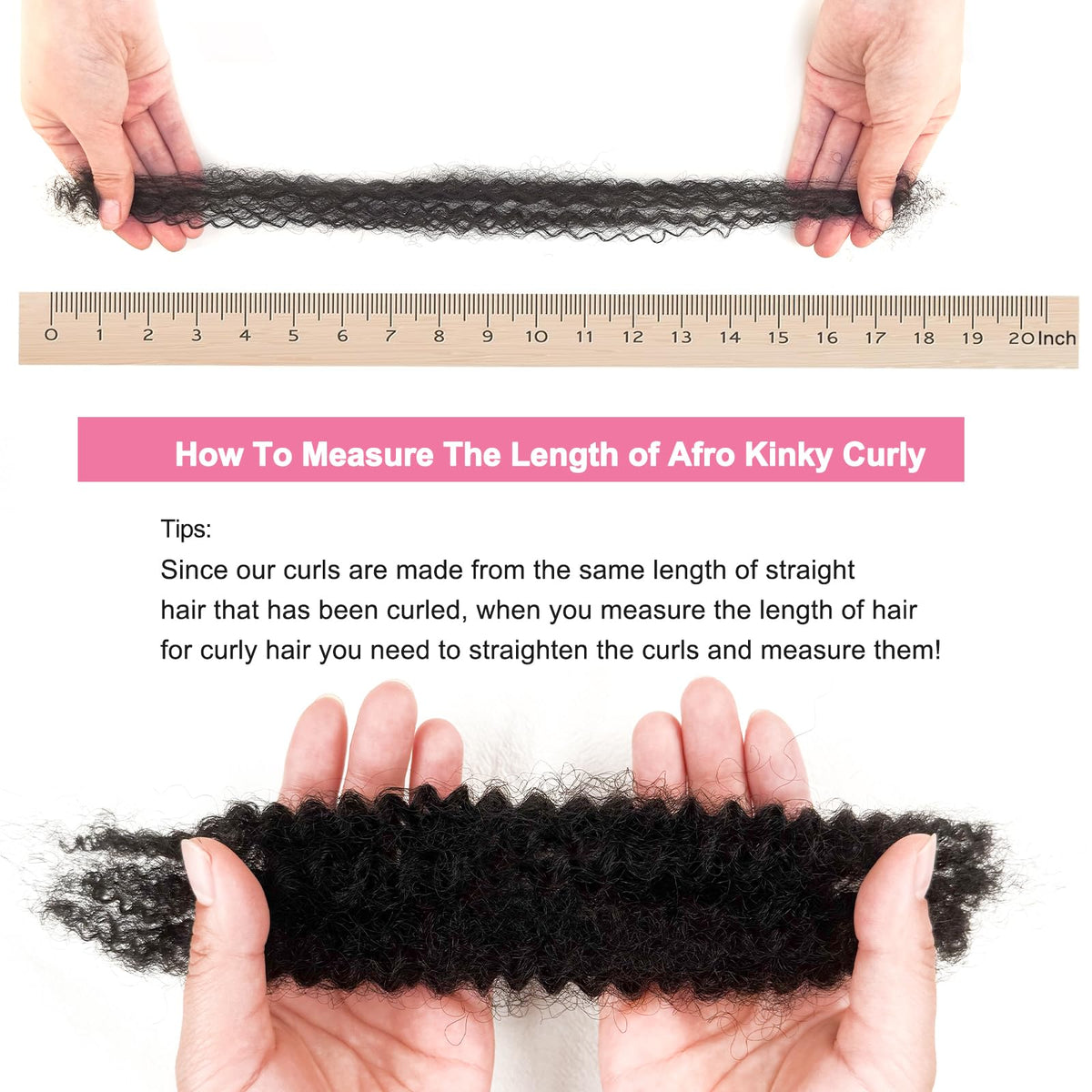 Dilekay Cheveux Afro Kinky Bulk 100g avec peigne et pinces