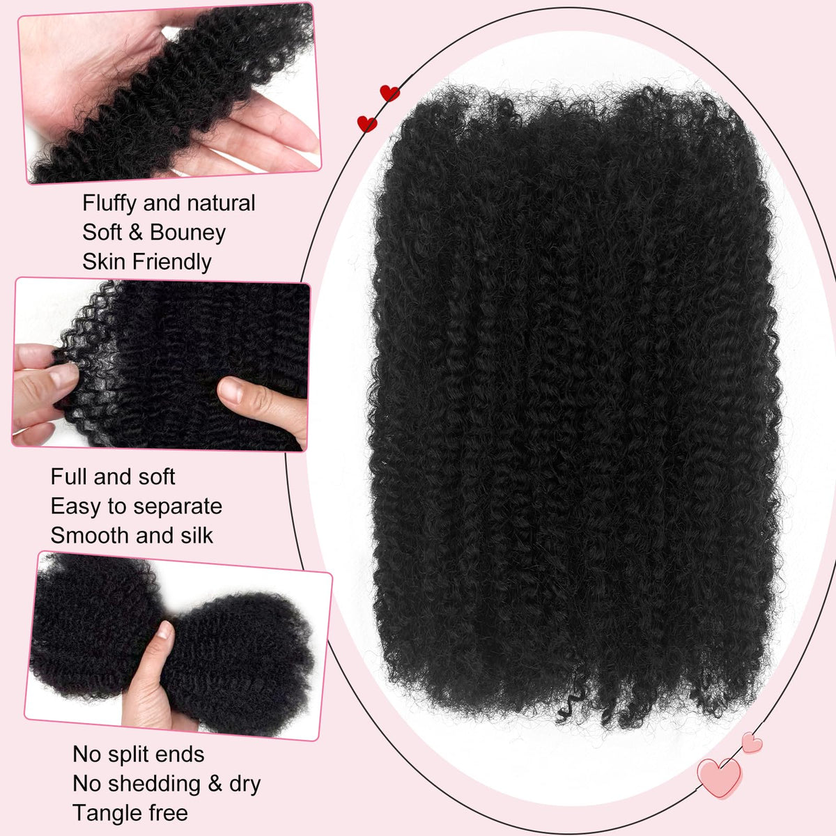 Dilekay Cheveux Afro Kinky Bulk 100g en paquet avec accessoires