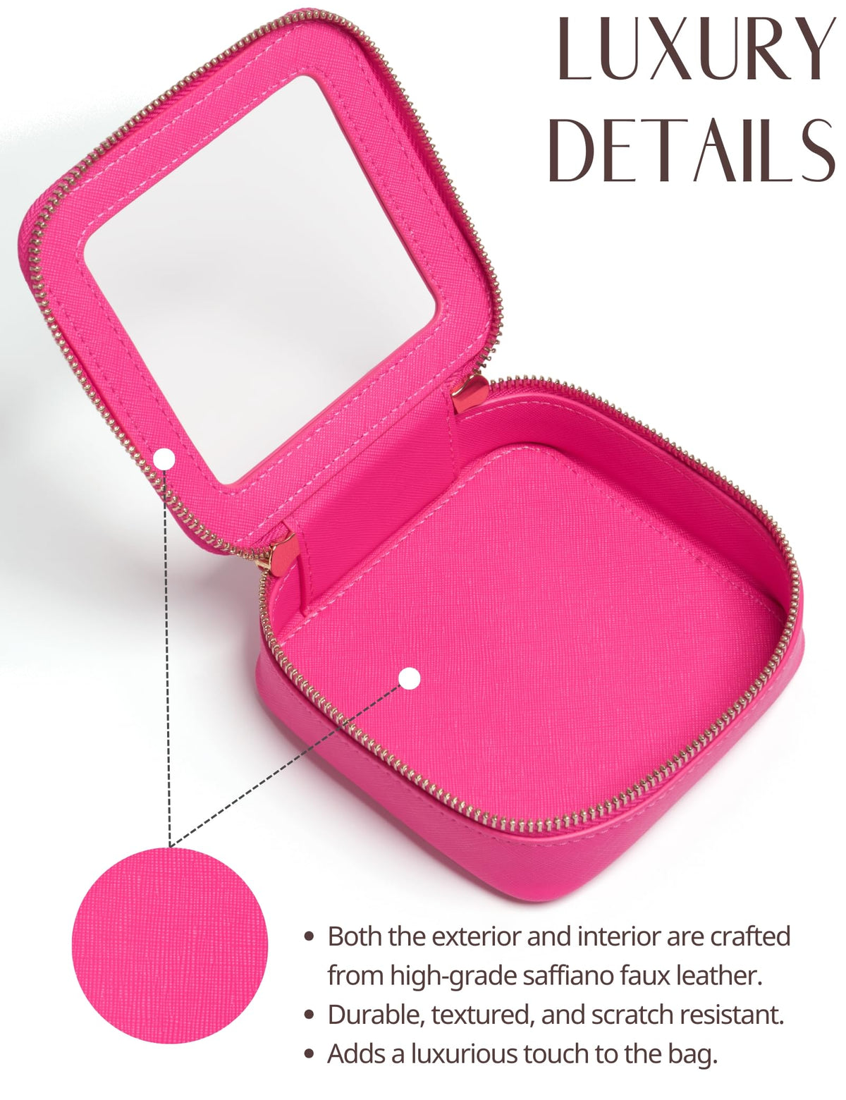 Dimensions de la Popvibe Mini Trousse de Maquillage comparée à un téléphone