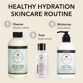 Dionis lotion au lait de chèvre 8,5 oz sur une surface en bois
