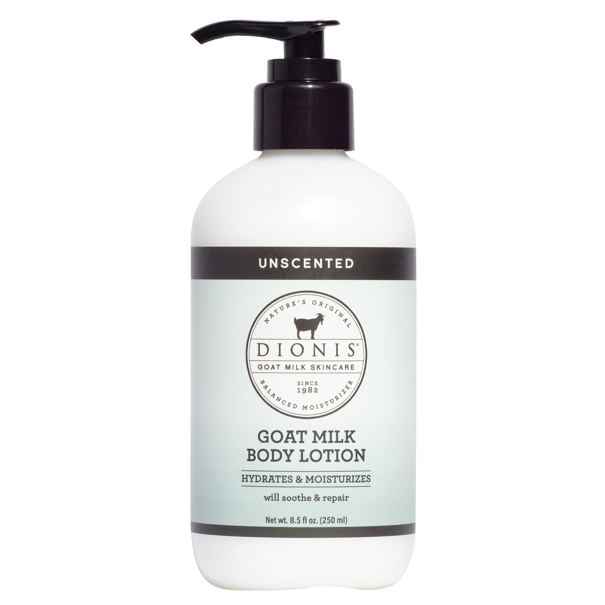 Dionis lotion au lait de chèvre 8,5 oz vue avant avec pompe