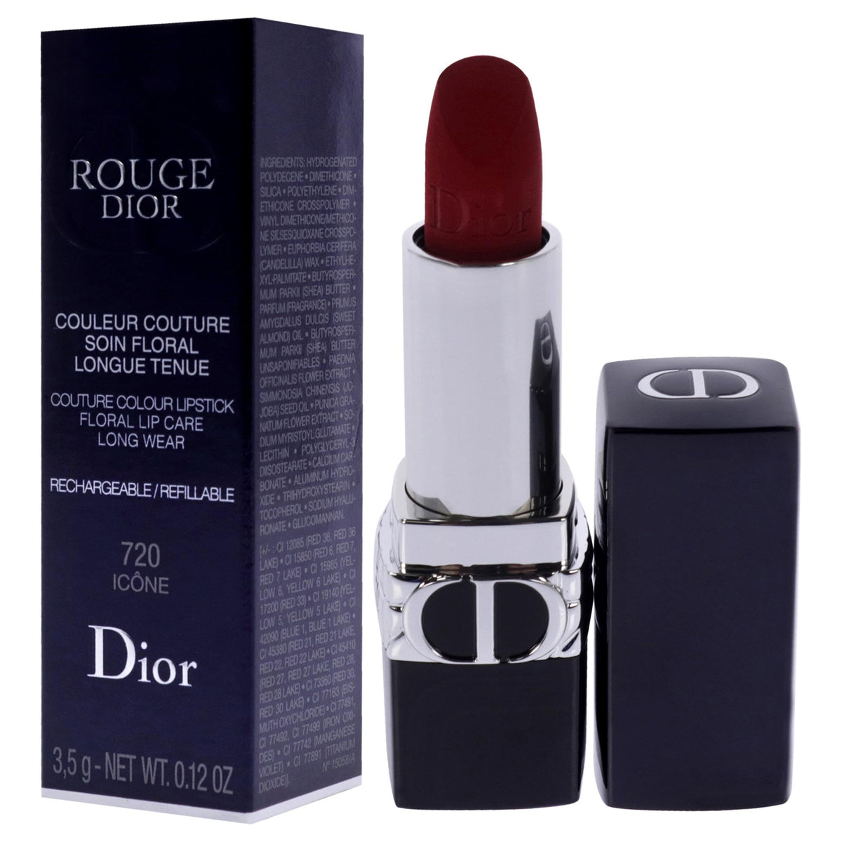 Dior Rouge à Lèvres Velours 720 Icone appliqué sur les lèvres