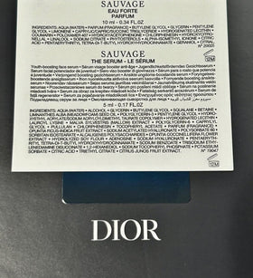Dior Sauvage Eau Forte ensemble parfum et sérum sur fond neutre
