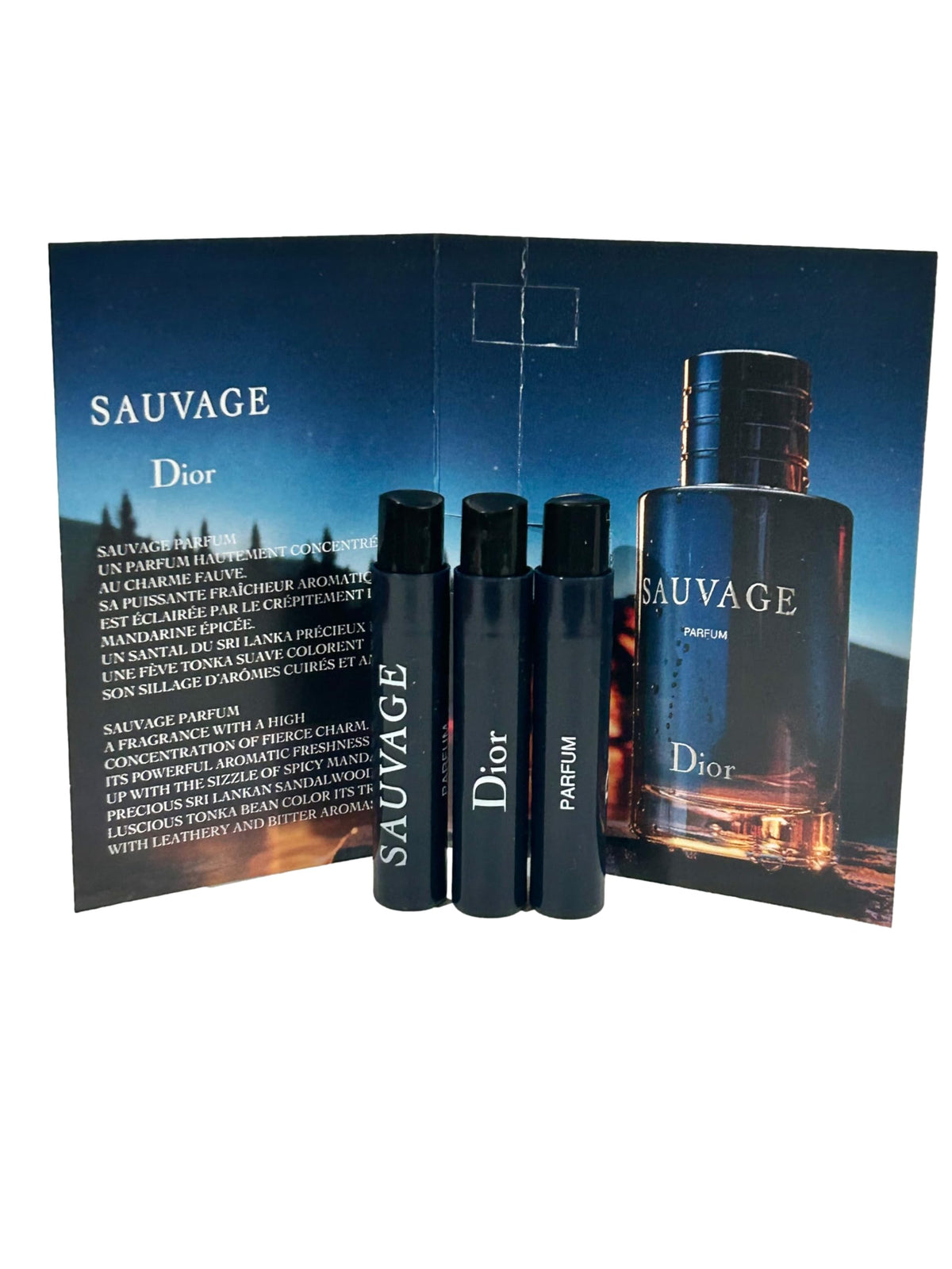 Dior Sauvage échantillon parfum avec notes de bois et épices