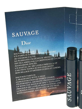 Dior Sauvage échantillon parfum sur fond élégant