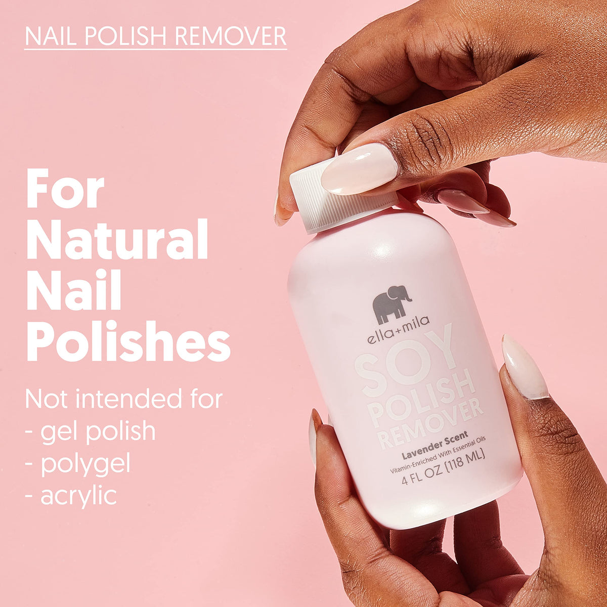 Dissolvant à Ongles ella+mila 118 ml avec ingrédients listés