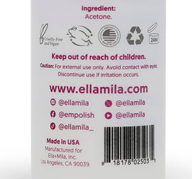Dissolvant d'ongles ella+mila sur une table de manucure