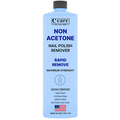 Dissolvant d'ongles non-acétone C CARE 16 Fl oz en bouteille vue de face