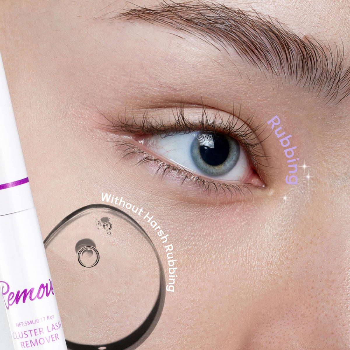 Dissolvant GAQQI en action pour retirer les faux cils