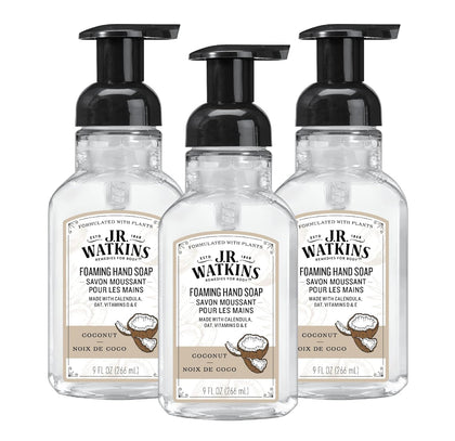 Distributeur de savon mousse hydratant J.R. Watkins au coco, vue avant