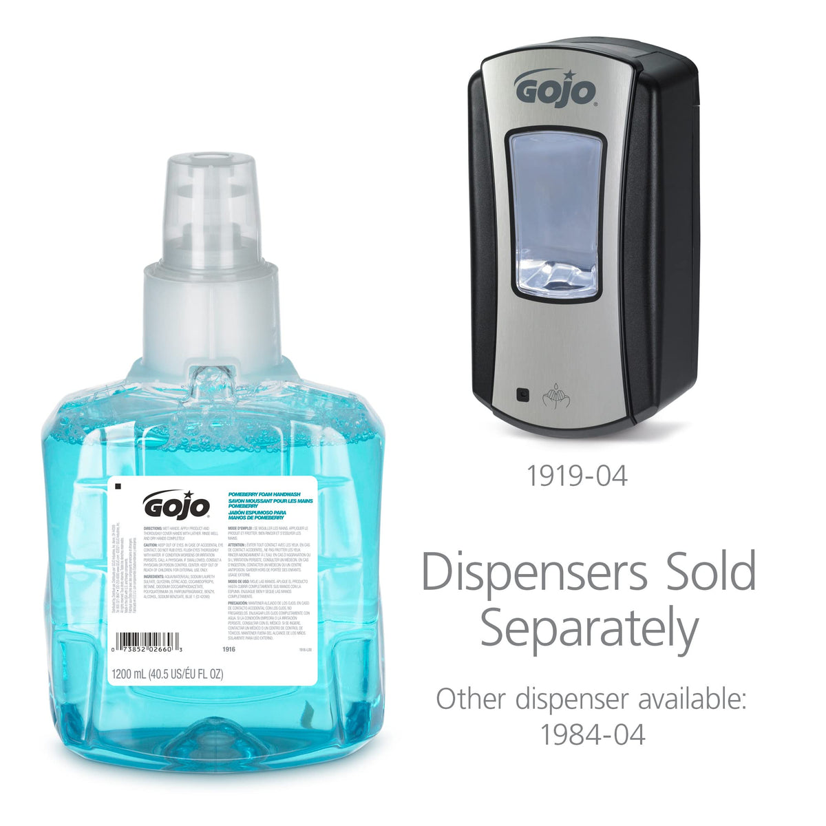 Distributeur GOJO LTX-12 avec recharge de savon mousse