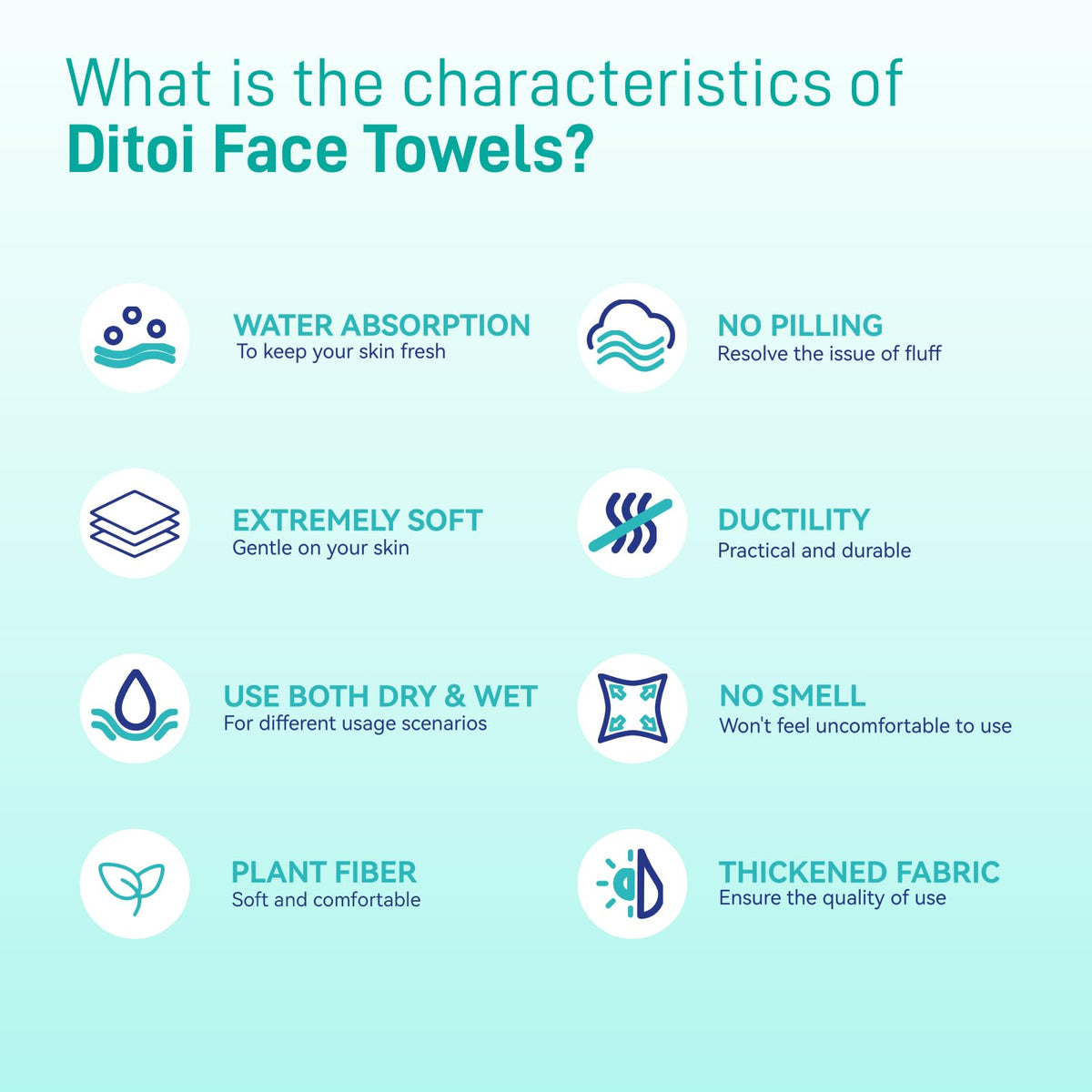 Ditoi serviettes de visage en utilisation quotidienne
