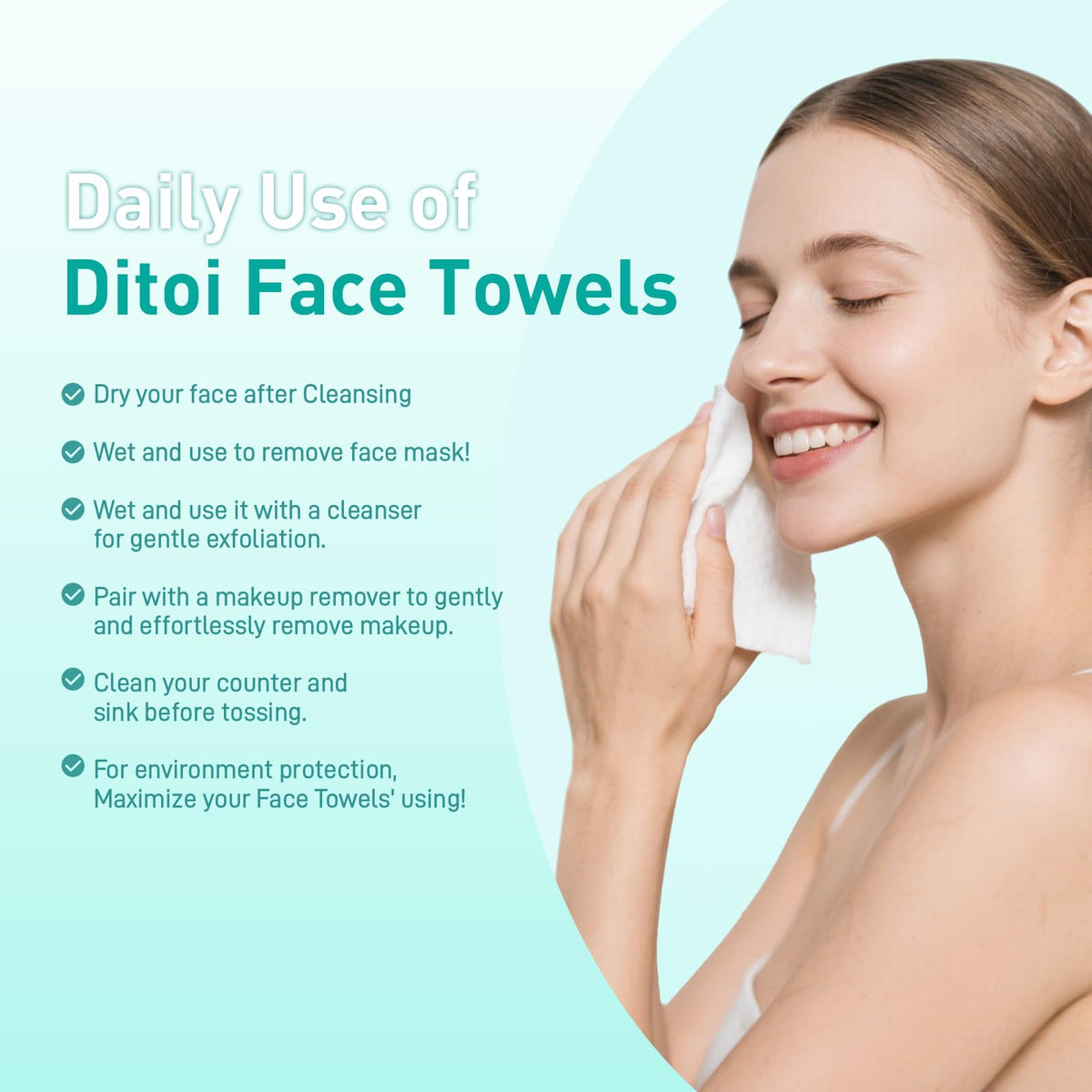 Ditoi serviettes de visage XXL, texture double face