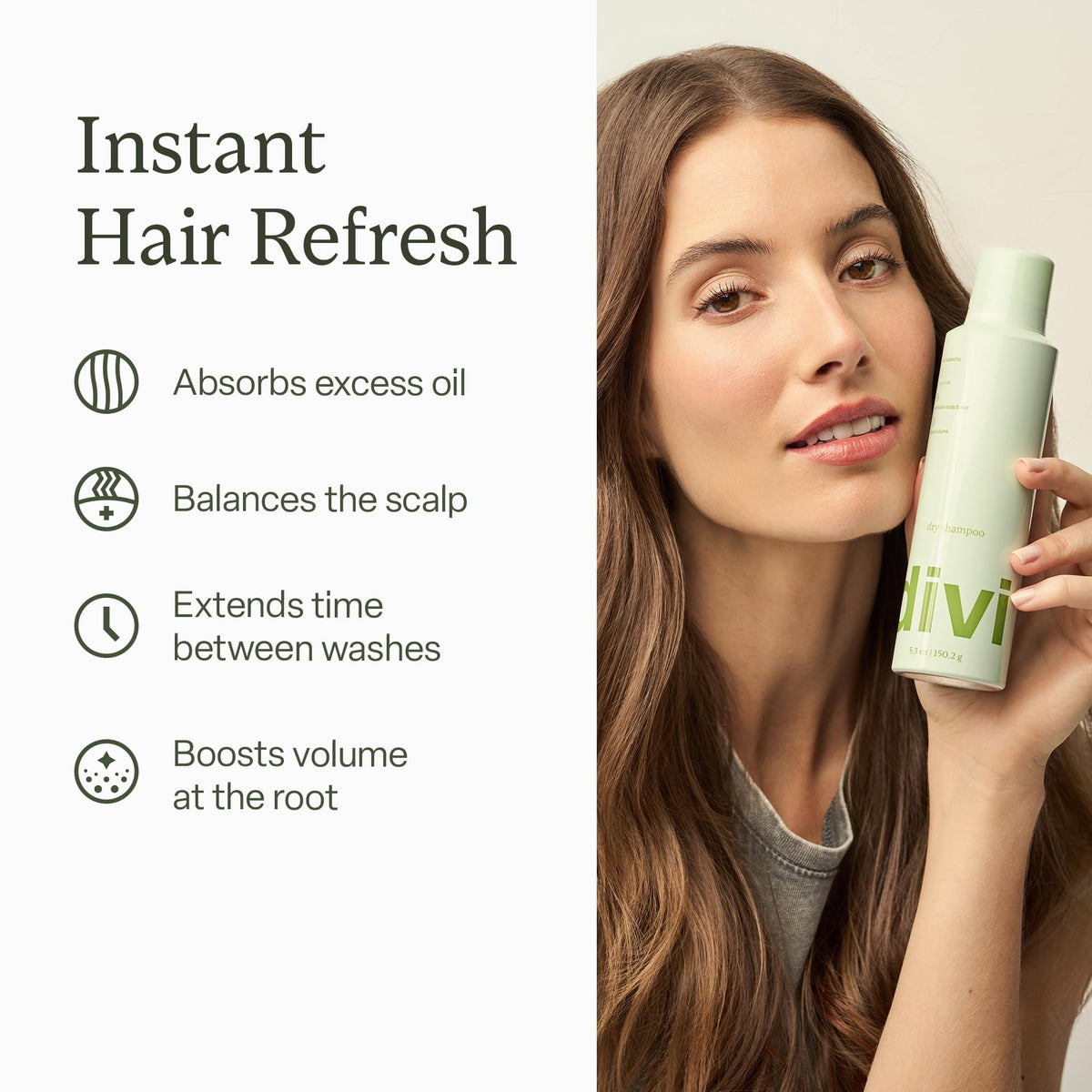 Divi Shampoo Sec 5,3 oz avec bouchon ouvert