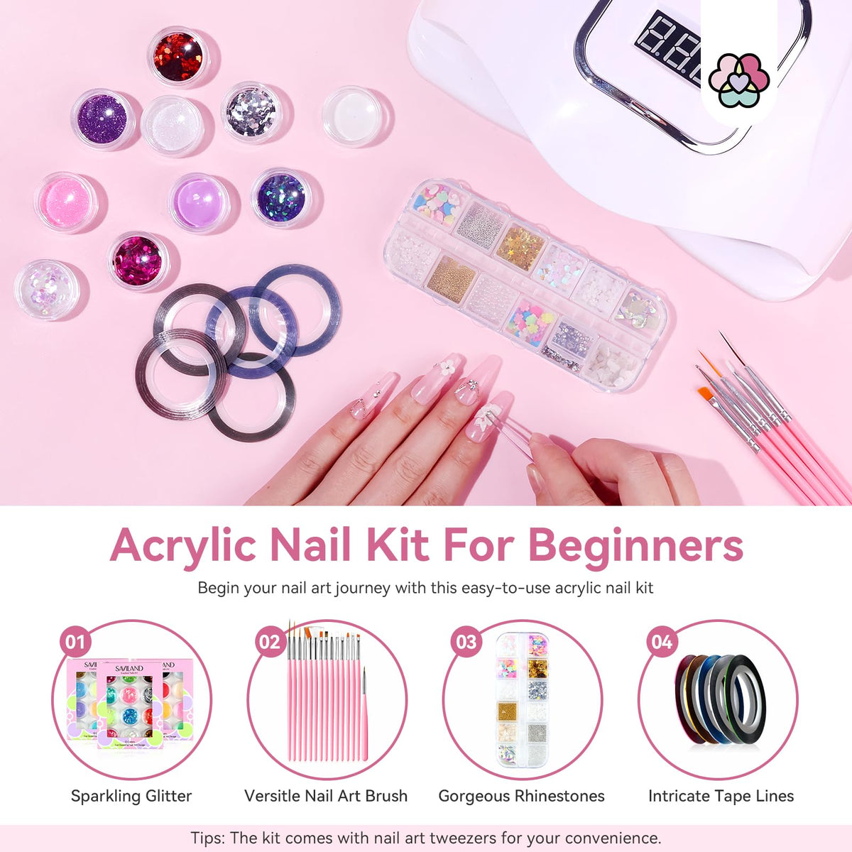 Doigts de pratique inclus dans le kit d'ongles acryliques