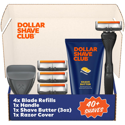 Dollar Shave Club Set de Rasage avec 4 recharges et poignée noire