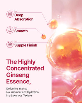 Donginbi Essence de Ginseng Rouge 30ml sur une surface en bois