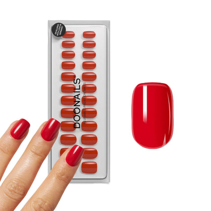 Doonails Faux Ongles Press-On Gel Souple 30 pièces, couleur rouge rose, vue de face