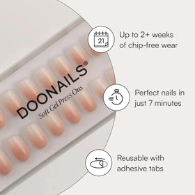 Doonails Faux Ongles Press-On Gel Souple en rose-blanc ombré