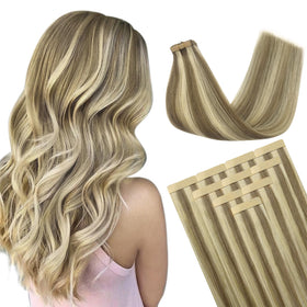 DOORES extensions capillaires adhésives en cheveux humains, pack de 10 pièces