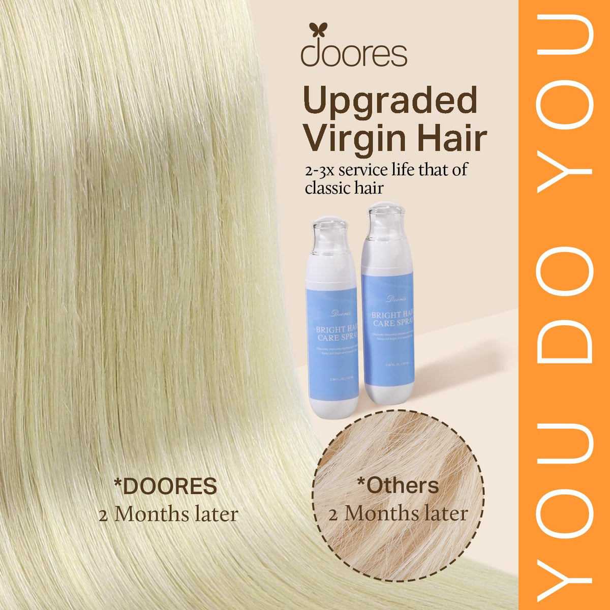 DOORES extensions capillaires avec clips en acier inoxydable