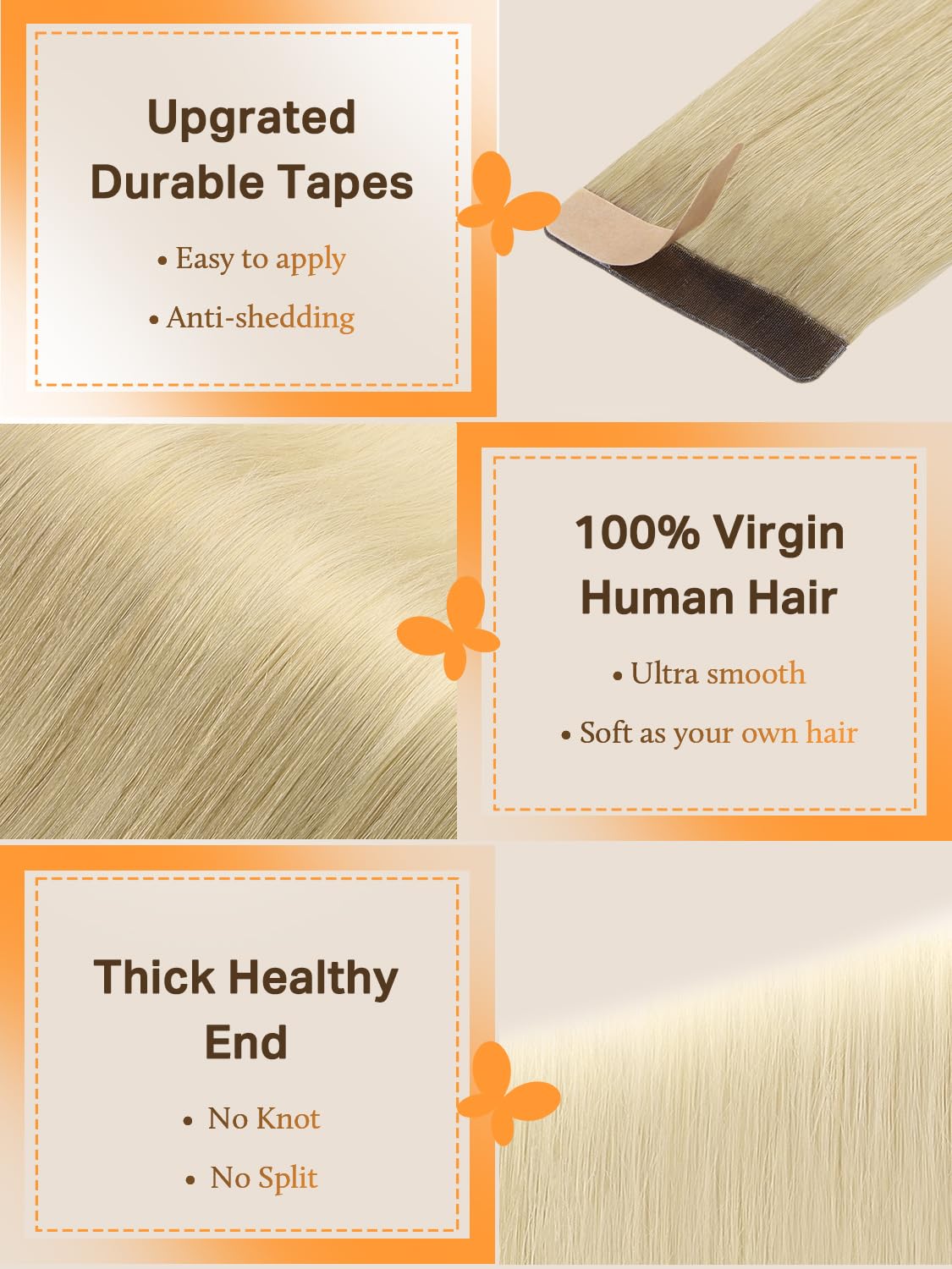 DOORES extensions capillaires avec ruban transparent, première vue