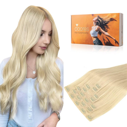 DOORES Extensions Capillaires Clip-in 7 pièces, couleur naturelle