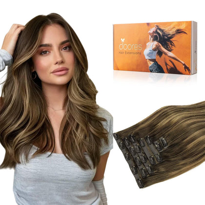 DOORES extensions capillaires clip-in 7 pièces en couleur naturelle