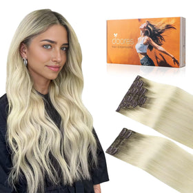 DOORES extensions capillaires clip-in cheveux humains ensemble complet