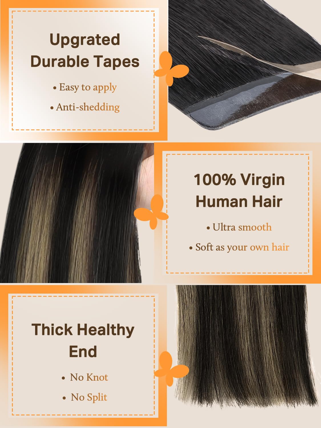 DOORES Extensions de Cheveux à Bande Adhésive, présentation de l'adhésif transparent