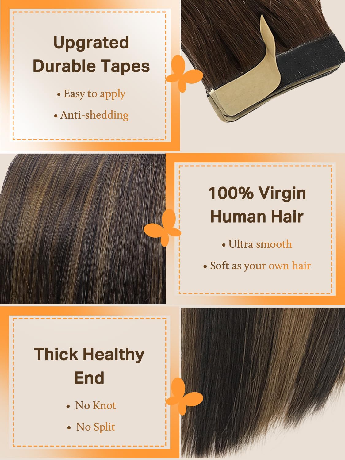 DOORES Extensions de Cheveux à Ruban en paquet