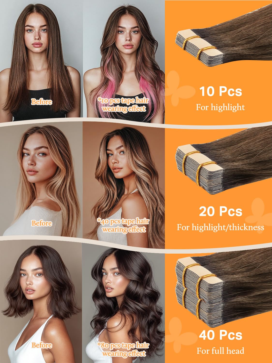 DOORES extensions de cheveux, application facile à la maison
