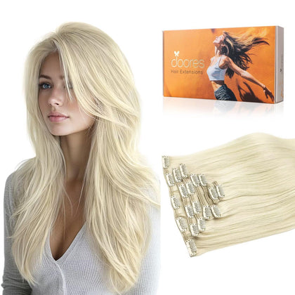 DOORES extensions de cheveux clip-in 135g, ensemble de 7 pièces