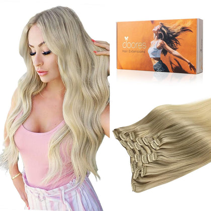 DOORES extensions de cheveux clip-in en cheveux humains, couleur ombrée