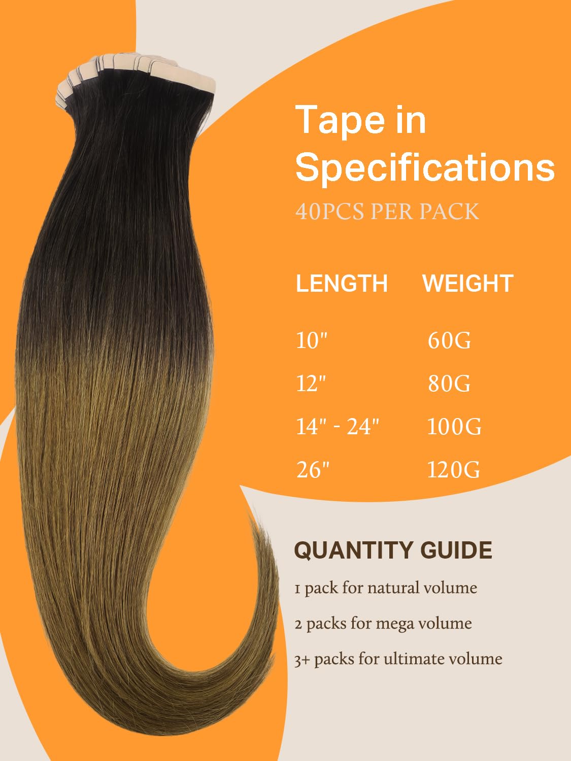 DOORES extensions de cheveux, échantillons de couleurs balayées et ombrées