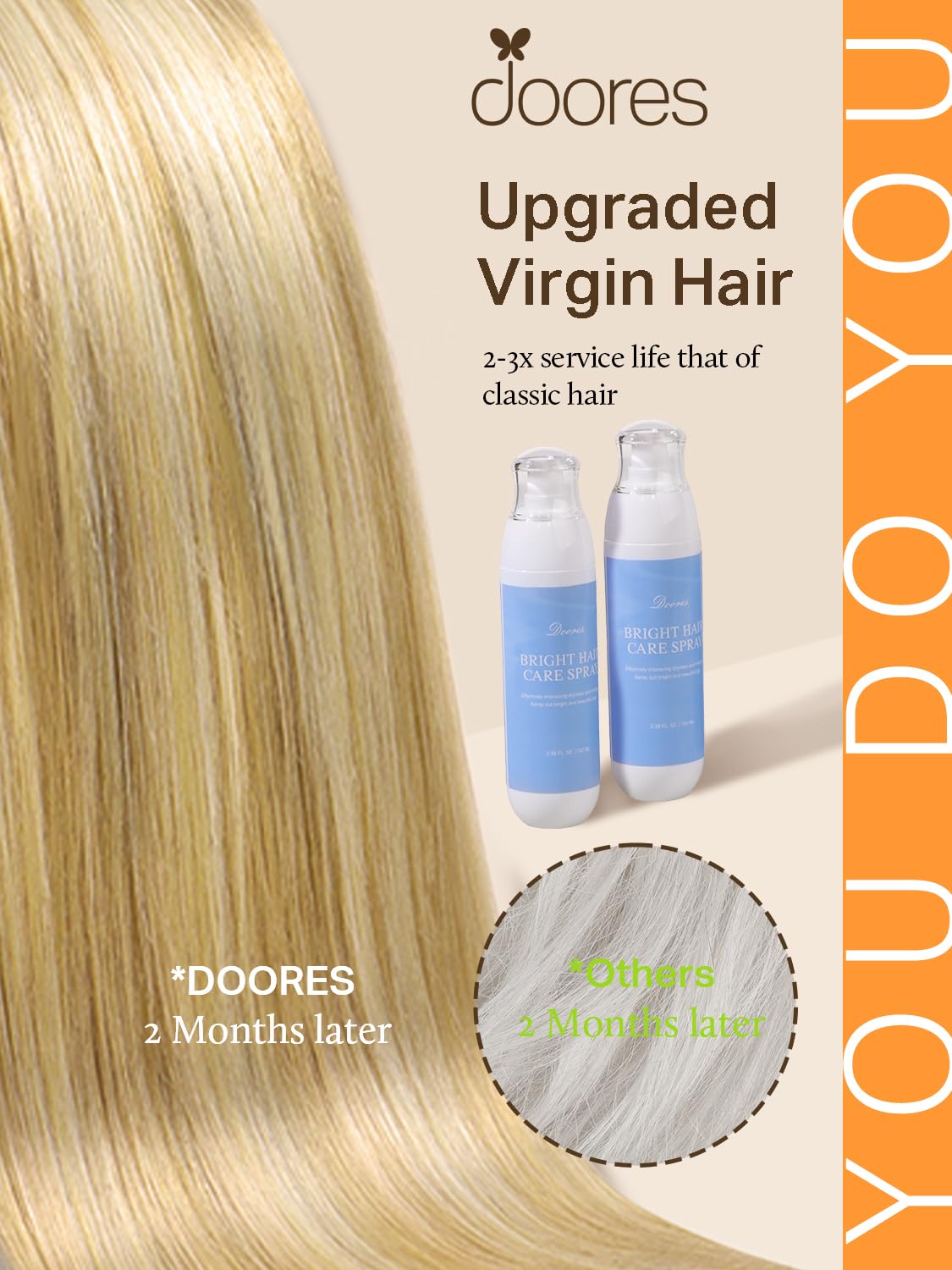 DOORES Extensions de Cheveux Naturels 10 pouces en paquet