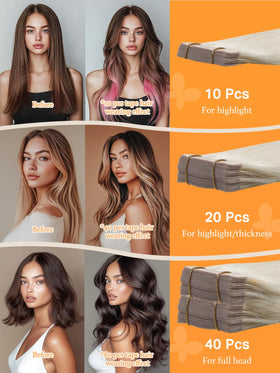 DOORES extensions de cheveux naturels 100g, avant et après l'application