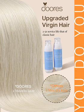 DOORES extensions de cheveux naturels 100g, texture soyeuse, gros plan
