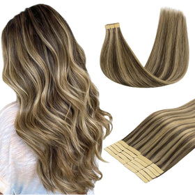 DOORES extensions de cheveux naturels 20 pièces en couleur balayage