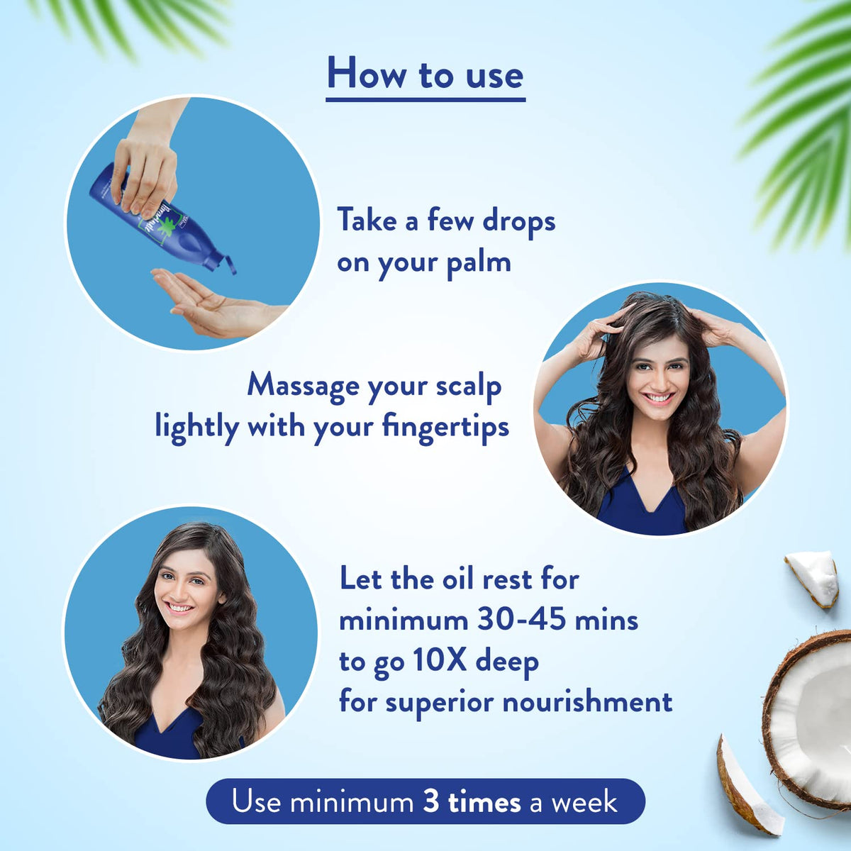 Dos du flacon d'Huile de Coco Parachute Advansed avec ingrédients