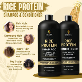 Dos du Shampoo et Après-shampoing Eau de Riz INFINA ESSENTIALS