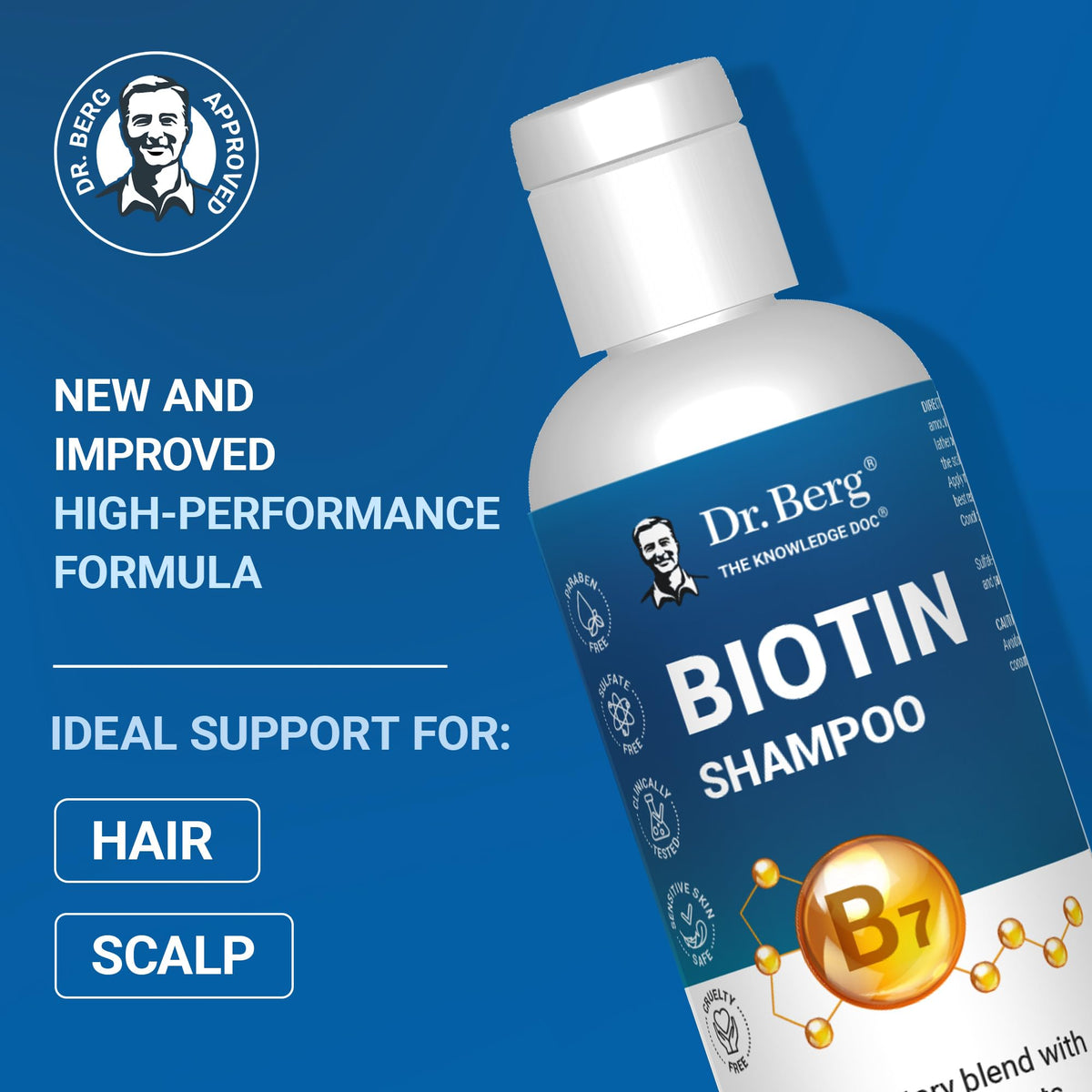 Dos du shampooing Biotin Dr. Berg Nutritionals 240g