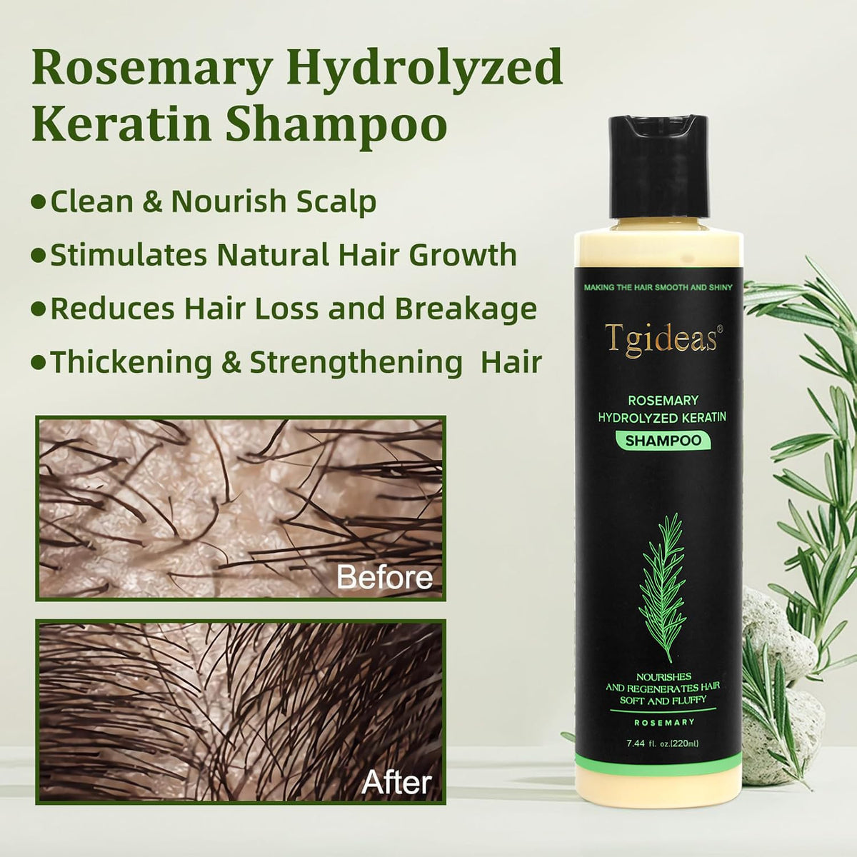 Dos du shampooing Tgideas avec ingrédients listés