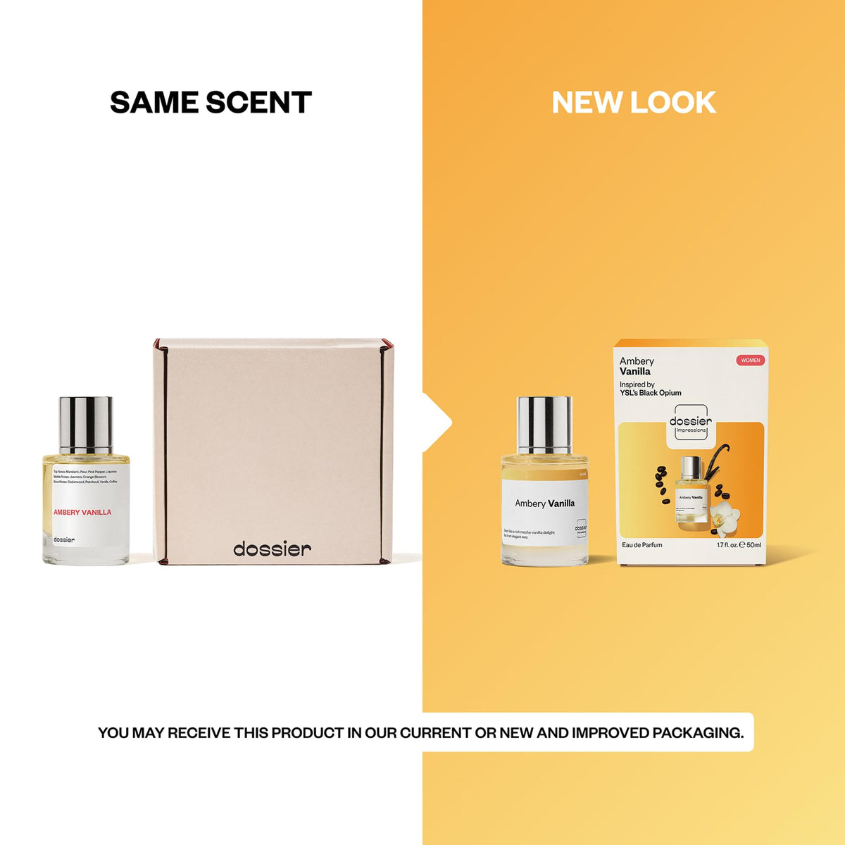 Dossier Ambery Vanilla Eau de Parfum bouteille ouverte