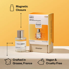 Dossier Eau de Parfum Ambery Saffron 50ml en ambiance lifestyle
