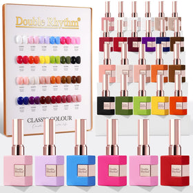 Double Rhythm 28Pcs Gel Nail Polish Set avec flacons rouges et roses