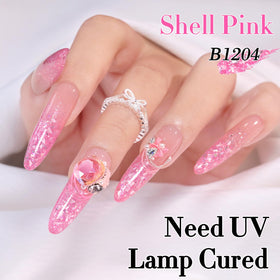 Double Rhythm Gel Polish Pailleté 15ml Rose Shell-B1204 avec paillettes visibles