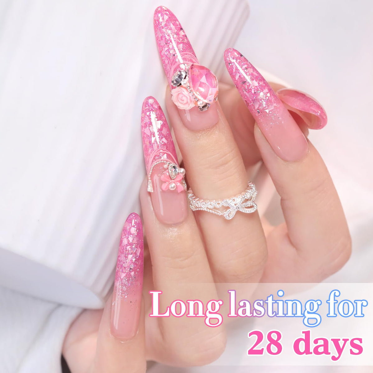 Double Rhythm Gel Polish Pailleté 15ml Rose Shell-B1204 en gros plan