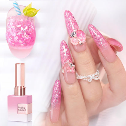 Double Rhythm Gel Polish Pailleté 15ml Rose Shell-B1204 vue de face